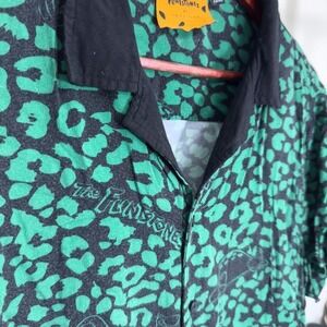 Lazy Oaf collab with The Flintstones Dino Leopard Bowling Shirt size Large